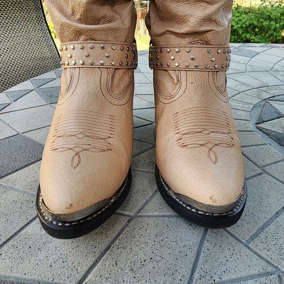 Shyanne Slouchy Leather Harness Studded Western Boots 9 - Picture 7 of 9